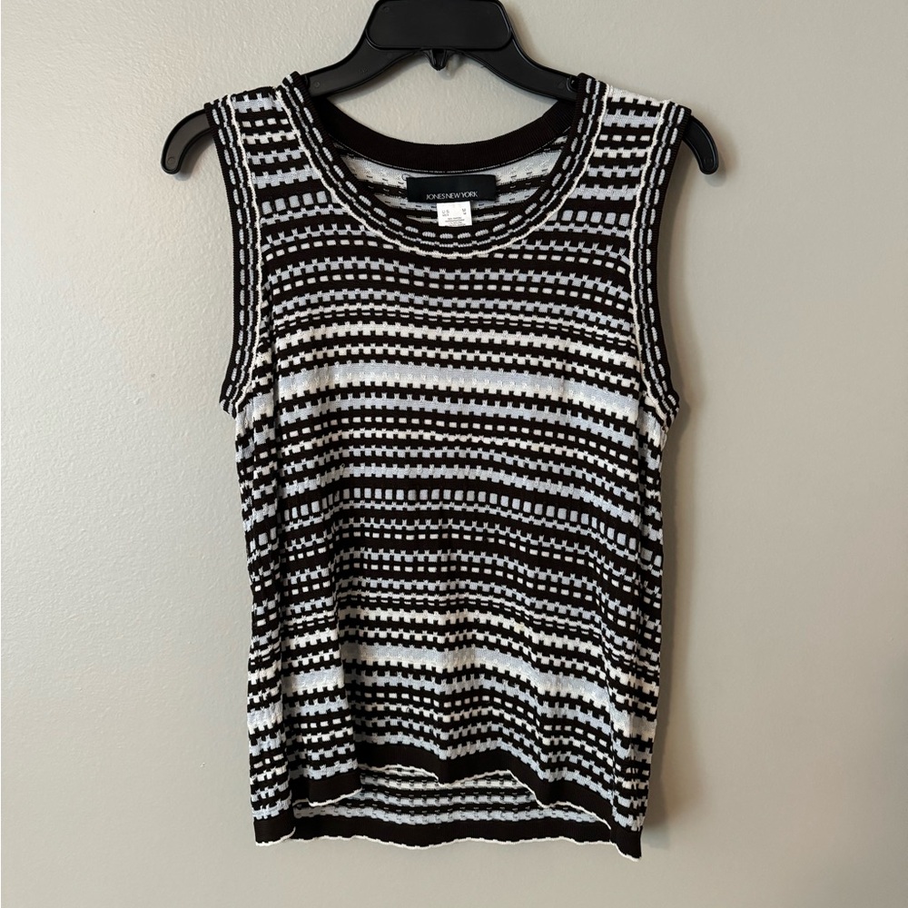 Jones New York Baby Blue and Black Sweater Tank